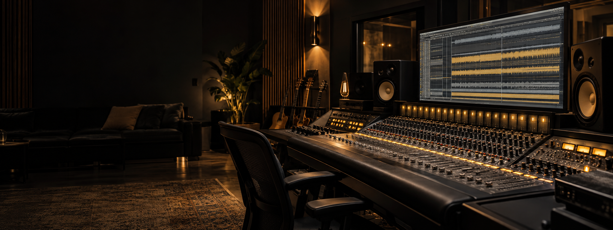 Consola y sesión de audio en el estudio de La Barba De Oro